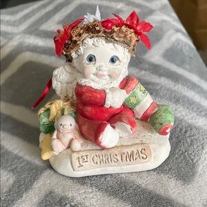 First Christmas Baby Angel Figurine - Red Holiday Accent